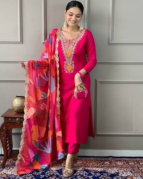 Women Embroidery Straight Kurta Set
