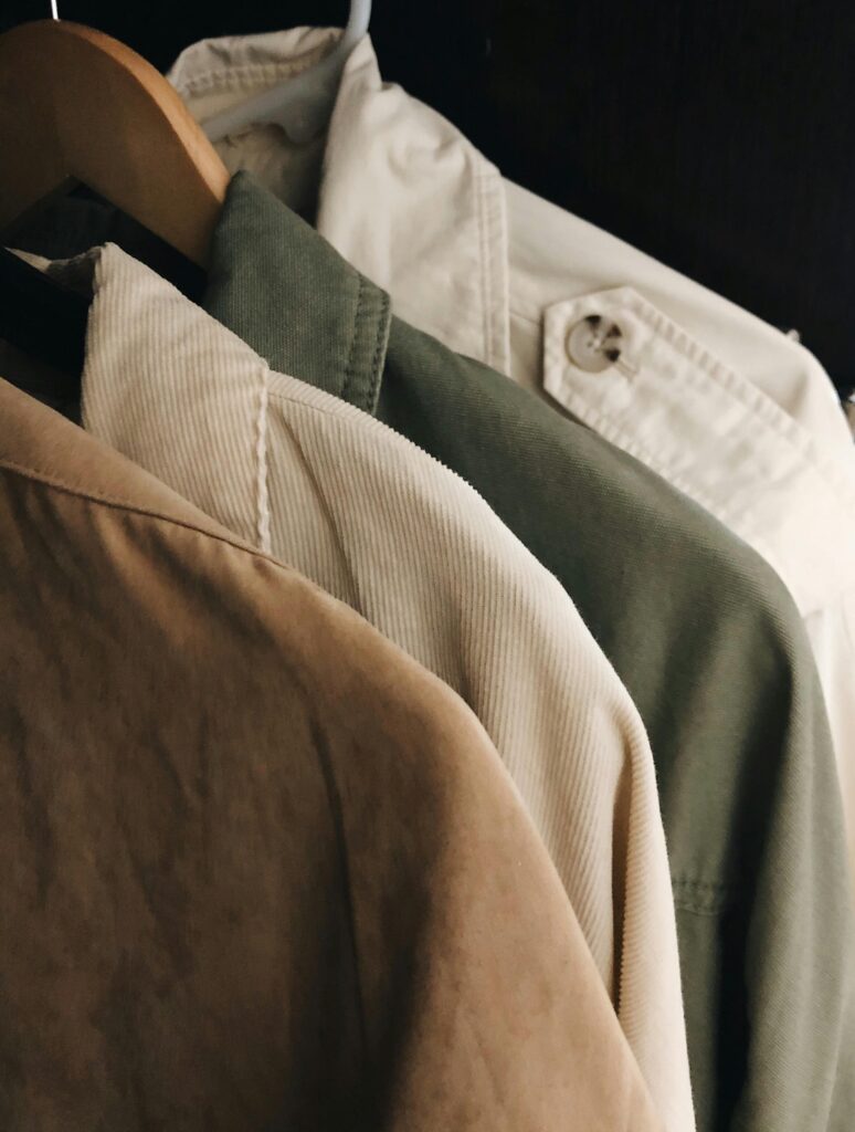 Organized wardrobe with clothes ready for reuse before washing