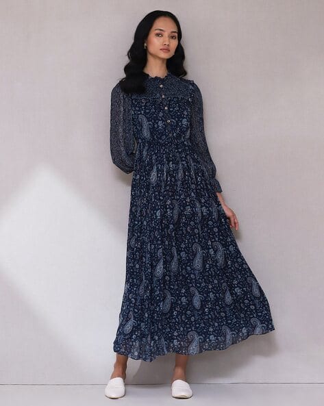 Paisley Print Fit & Flare Dress