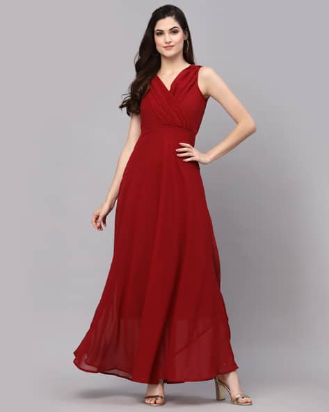 V-Neck Fit & Flare Dress
