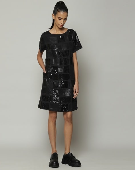 Square Sequin Luxe Voile Dress