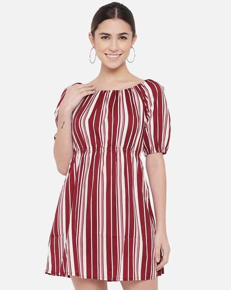 Striped Fit & Flare Dress