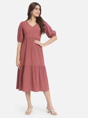 Fit & Flare V-Neck Dress