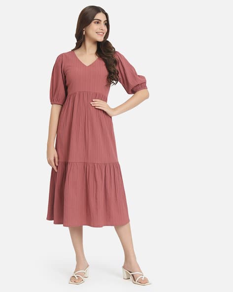 Fit & Flare V-Neck Dress
