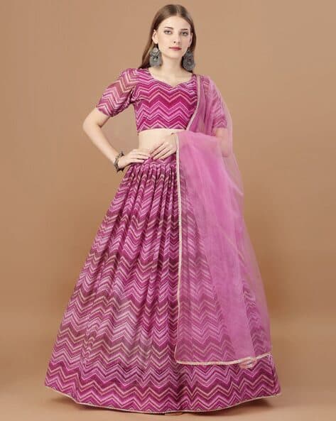 Flared Lehenga Choli Set with Dupatta