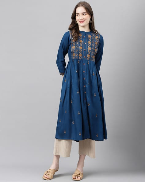 Embroidered Flared Kurta