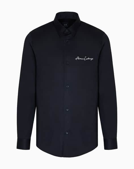 Men Regular Fit Shirt with Brand Embroidery