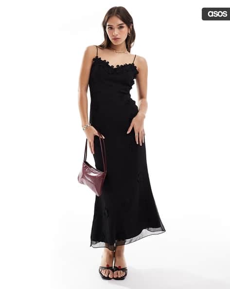 Floral Embroidered V-Neck Maxi Sheath Dress