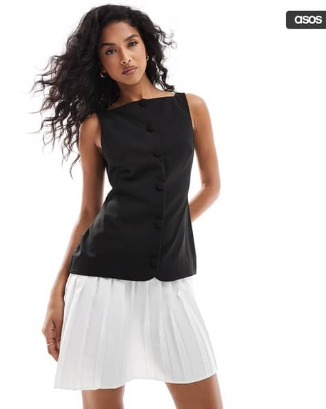 Pleated Button-Down Skirt Mini A-Line Dress