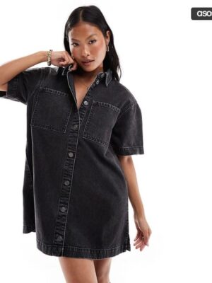 Short Sleeve Denim Shirt Dress