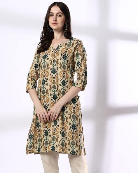 Women Ikat Straight Kurta