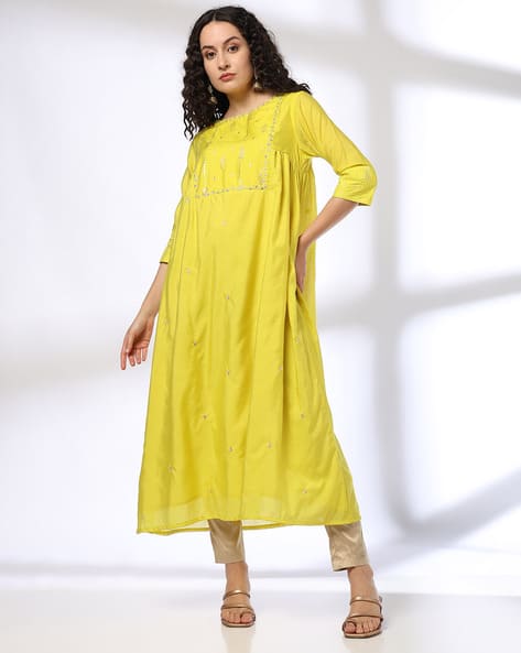 Women Embroidered A-Line Kurta