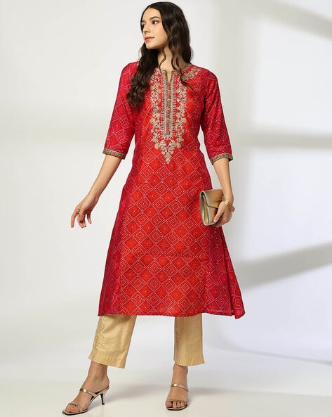 Women Bandhani Print A-Line Kurta