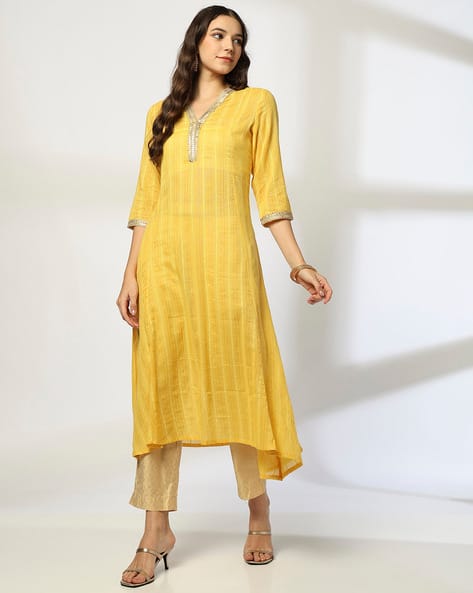 Women Sequinned A-Line Kurta