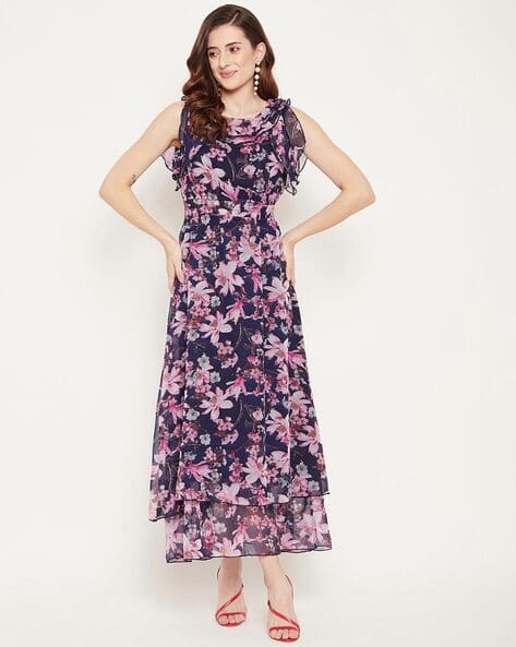 Floral Print Gown Dress