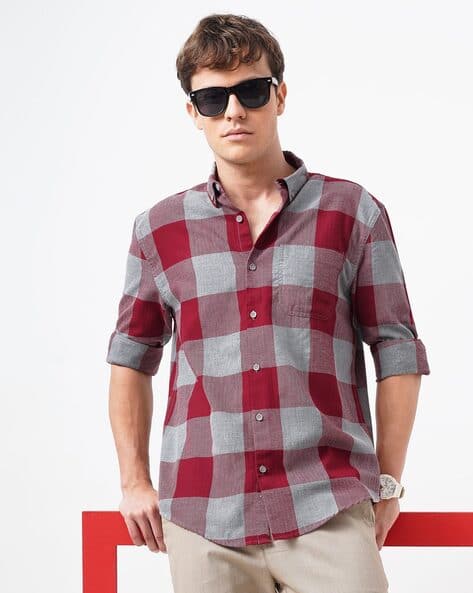 Spread Collar Shirt with Patch Pocket