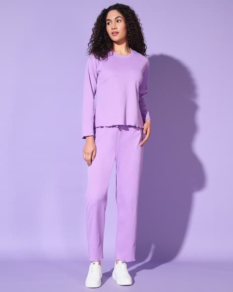 Women Ribbed T-Shirt & Pants Co-Ord Set