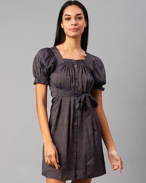 Shirt Dress with Waist Tie-Up