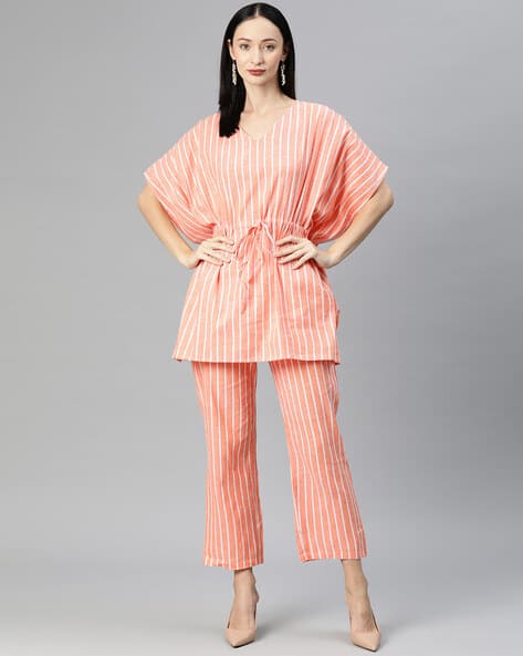 Striped Top & Pants Co-Ord Set