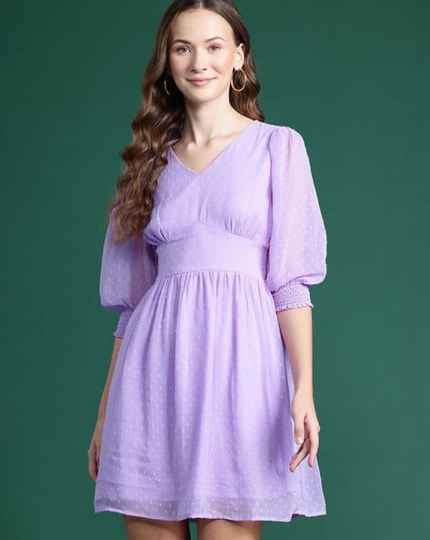Women Flare Dress with V-Neck