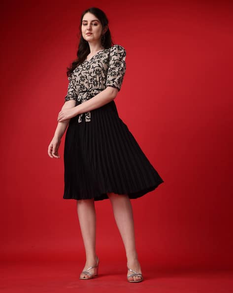 Women Fit & Flare Dress with Short Sleeves