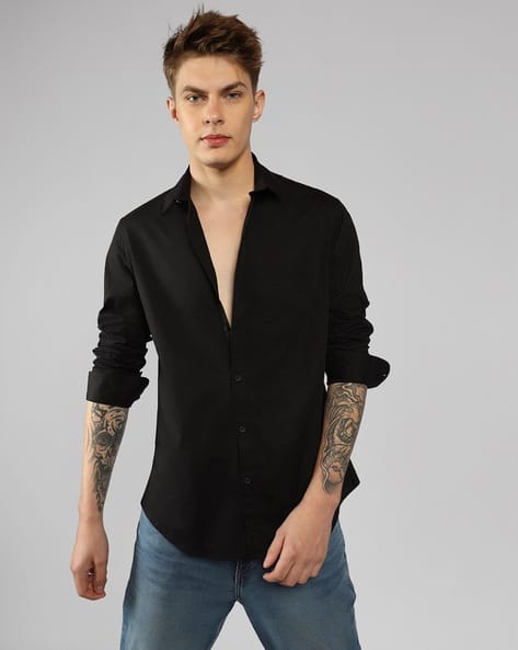 Men Regular Fit Hooded Shirt