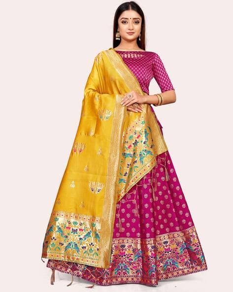 Woven Lehenga Choli Set with Dupatta