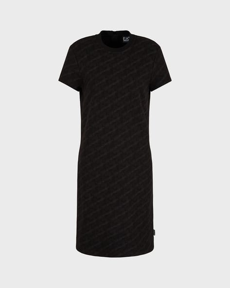 Half Sleeves Crew-Neck All-Over Logo Regular Fit T-Shirt Dress