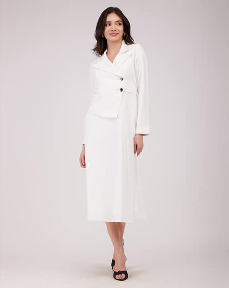 Women A-Line Dress with Cuban Collar