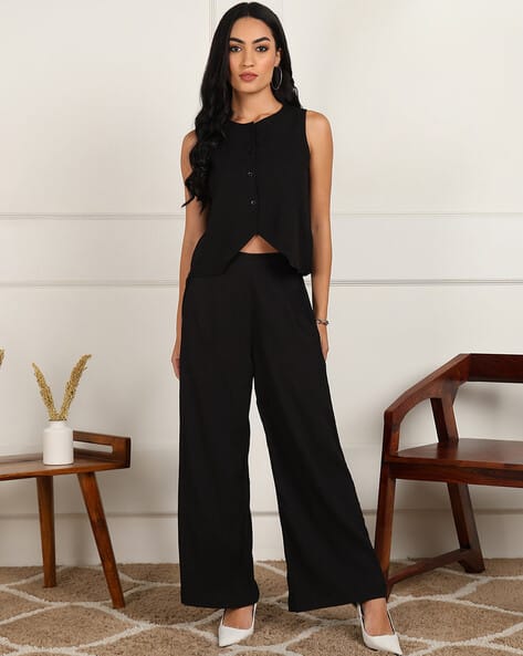 Shein Sleeveless Panelled Crop Top With Mini Skirt