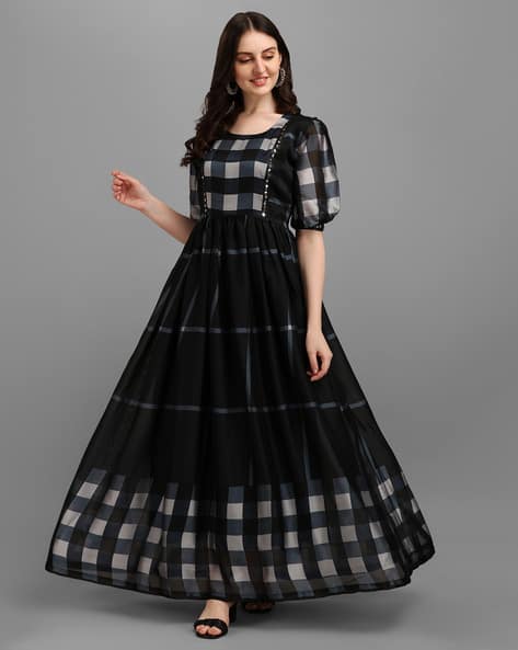 Checked Fit & Flare Dress