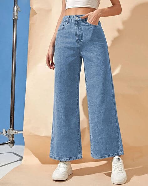 Shein Ankle Length Washed Straight Fit Jeans with Cargo Pocket