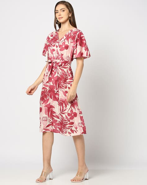 Women Tropical Print A-Line Dress