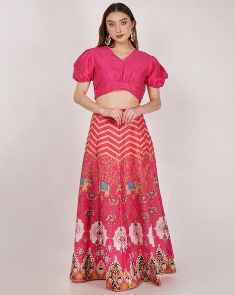 Women Embroidered Flared Lehenga Choli Set