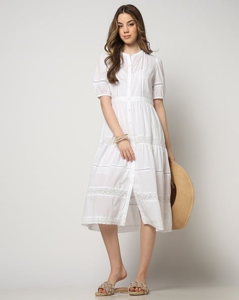 Women Slim Fit Tiered Dress with Camisole