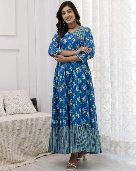 Women Floral Print Angrakha Kurta