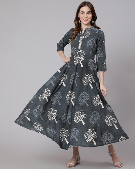 Leaf Print Flared Kurta