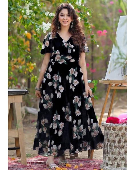 Women V-Neck Gown Dress