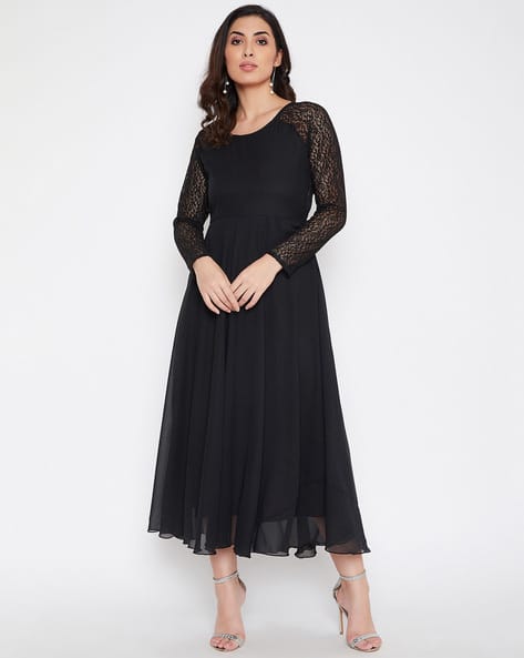 Full Sleeves Scoop Neck Dress