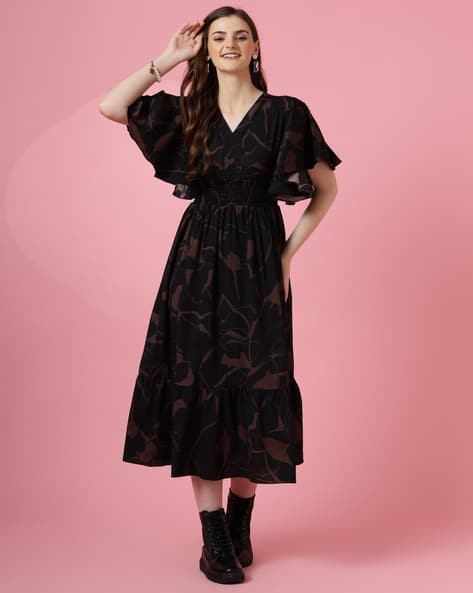 Woman Geometric Fit and Flare Dress