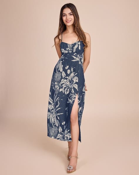 Women Leaf Print Bodycon Dress