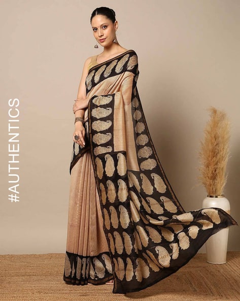 Handblock Bagru Print Chanderi Traditional Saree