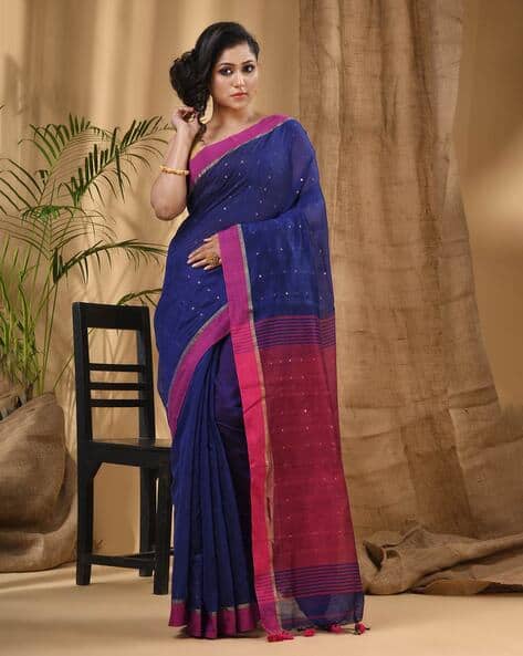 Sequin-Work Cotton Silk Saree