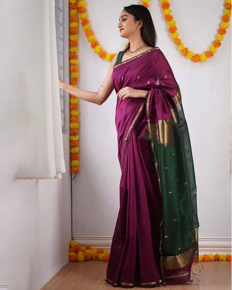 Woven Cotton Silk Kanjivaram Saree