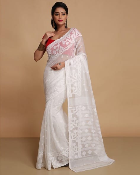 Floral Woven Jamdani Cotton Silk Saree