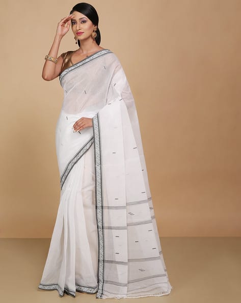 Women Cotton Saree with Contrast Border