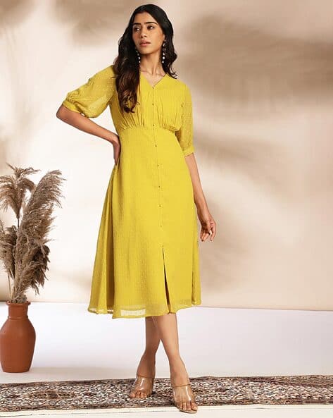 Women V-Neck A-Line Dress
