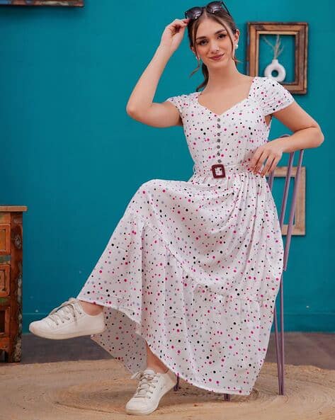 Women Polka-dot Fit and Flare Dress