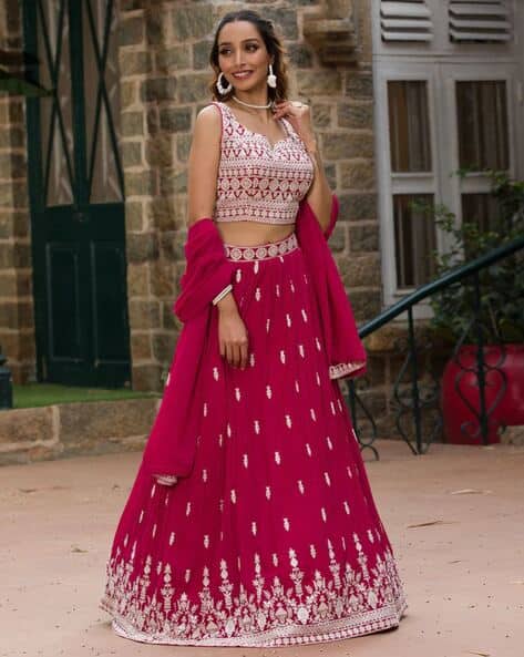 Women Embroidered Flared Lehenga Choli Set