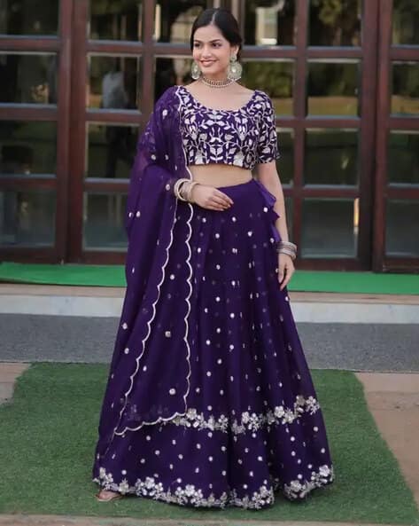 Women Embroidered Flared Lehenga Choli Set